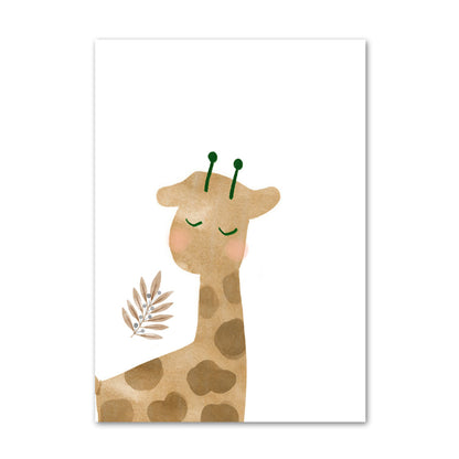 affiche enfant aquarelle animaux éléphant ourson girafe soleil 4