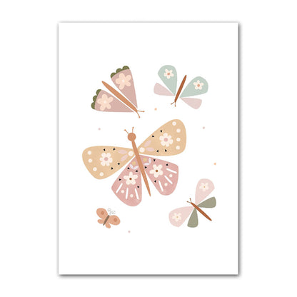 affiche aquarelle enfant soleil nuage pluie fruits sunshine papillons fleurs décoration enfant pastel 6