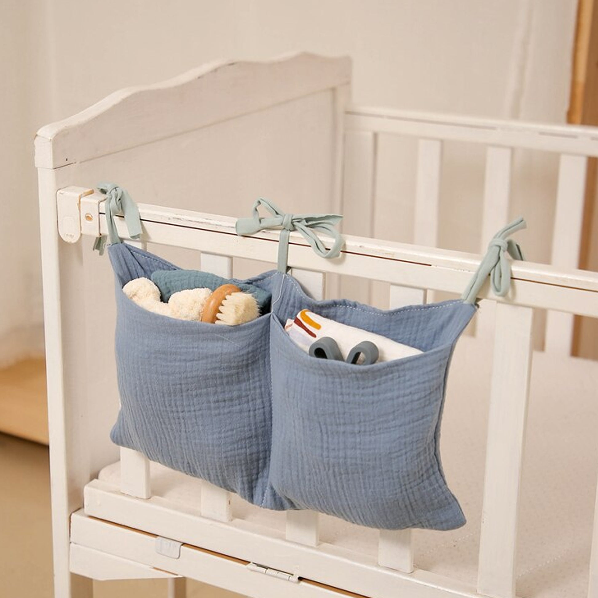 Pochette de lit bébé Range doudou range pyjama organisateur de lit pour  chambre bébé enfants en gaze de coton -  France